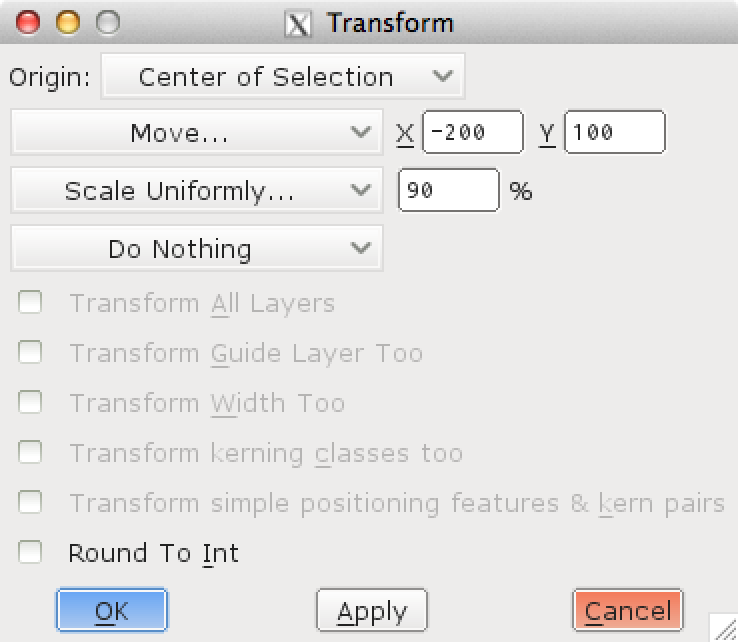 Transform Options